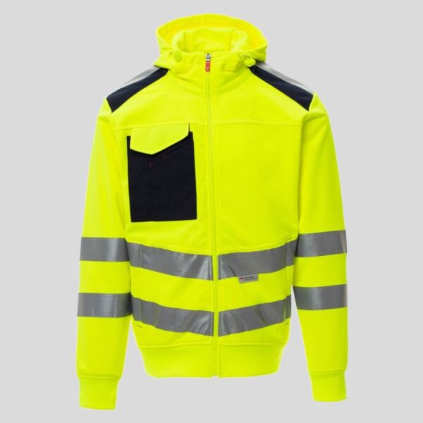 Leader Payper Felpa da uomo in alta visibilità con cappuccio e bande riflettenti Thumbnail