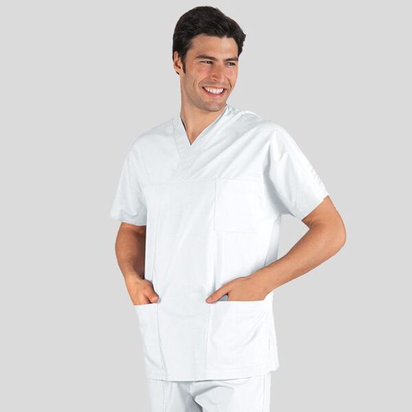 045000 Isacco Casacca medicale unisex scollo a V 100% cotone 190Gr Thumbnail