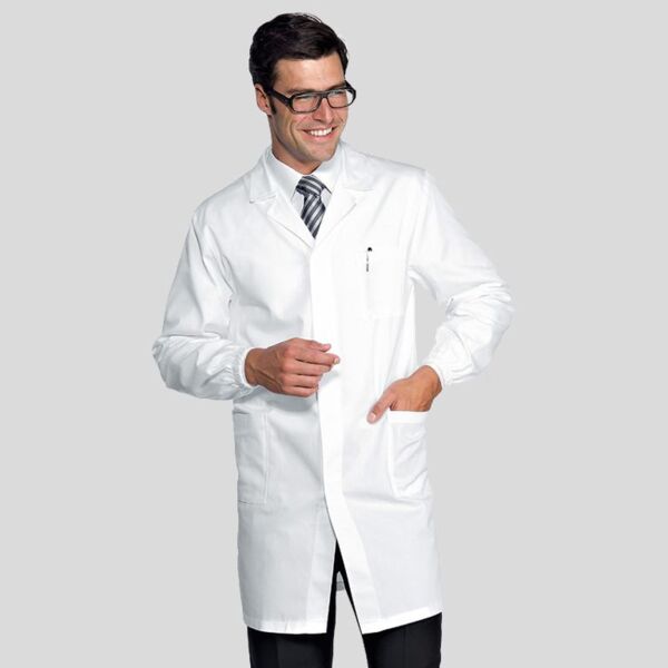 060008 Camice uomo con elastico ai polsi bottoni a pressione e tasche esterne 100% cotone 190 gr Thumbnail