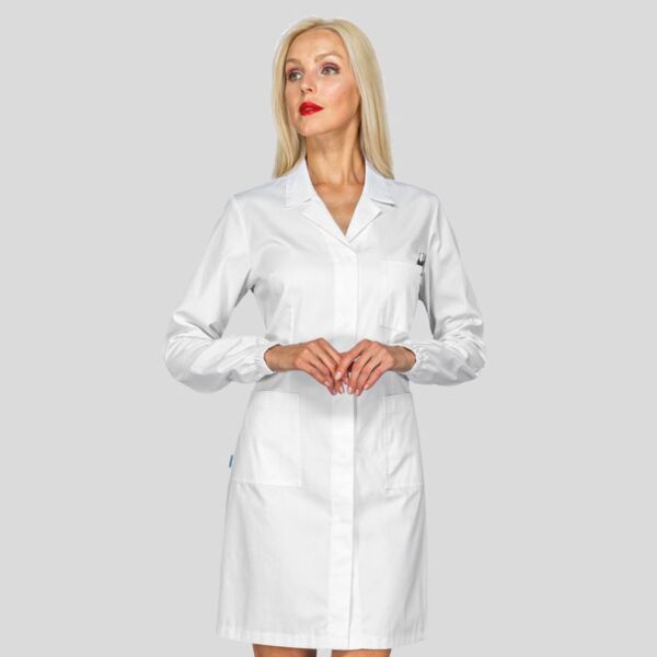 009200 Camice donna vestibilità sciancrata con elastico ai polsi bottoni a pressione e tasche esterne 100% cotone Thumbnail