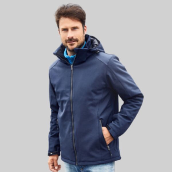 JN1054 James & Nicholson Giacca softshell uomo imbottito con cappuccio elastico antivento e impermeabile 92% Poliestere 8% Elastane Thumbnail