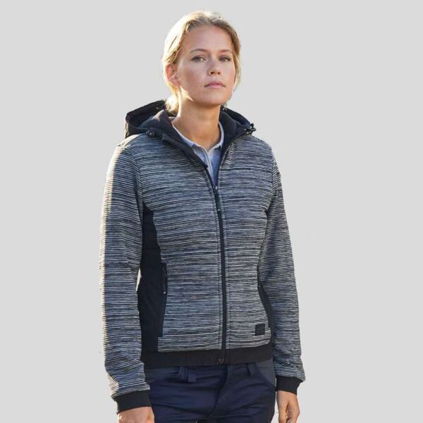 JN1843 Giacca con cappuccio in pile imbottita con inserti elastici 300 g/m² Thumbnail