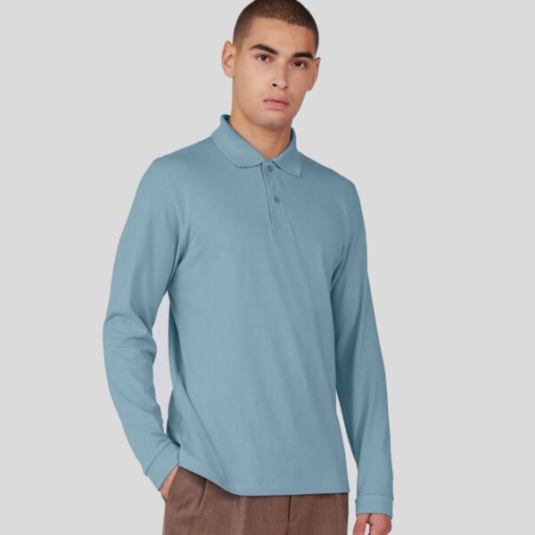 PU427 B&C Polo uomo in tessuto pesante maniche lunghe 2 bottoni con polsini a costine 100% cotone  210gr Thumbnail