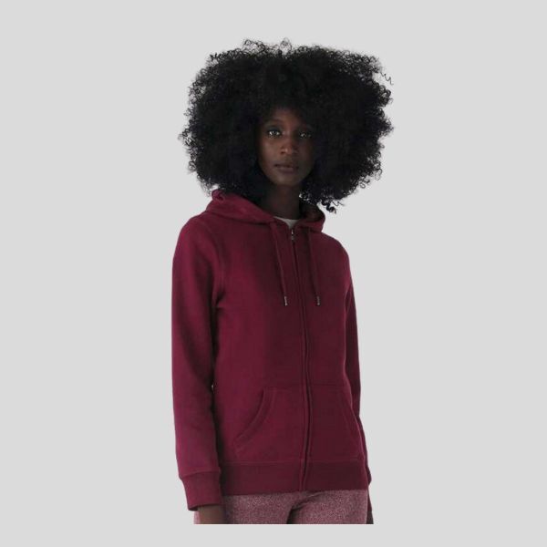 WW03Q B&C Felpa donna con cappuccio zip lunga felpata internamente 80% Cotone ring-spun pettinato 20% Poliestere 280gr Thumbnail