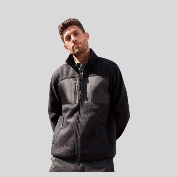 JN1312 Giacca in pile da uomo multitasche con inserto in tessuto e taschino sul petto 100% poliestere riciclato 280g Thumbnail