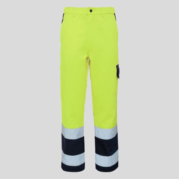 A00131 Pantalone invernale multitasche in alta visibilità bicolore EN ISO 20471 CL 2 63% cotone 37% poliestere 350 g/m² Thumbnail
