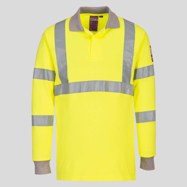 FR77 Polo manica lunga Hi-Vis ignifuga e antistatica 60% Modacrilico, 39% Cotone, 1% Fibra di carbonio 210g  Thumbnail