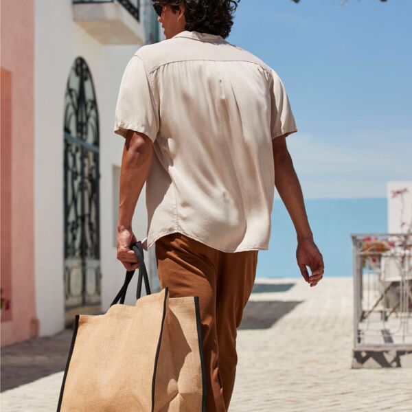 Shopper extra large in juta laminata personalizzabile Thumbnail