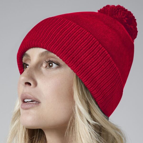 B450N Beechfield Berretto a maglia con pompon 100% cotone bio certificato  Thumbnail