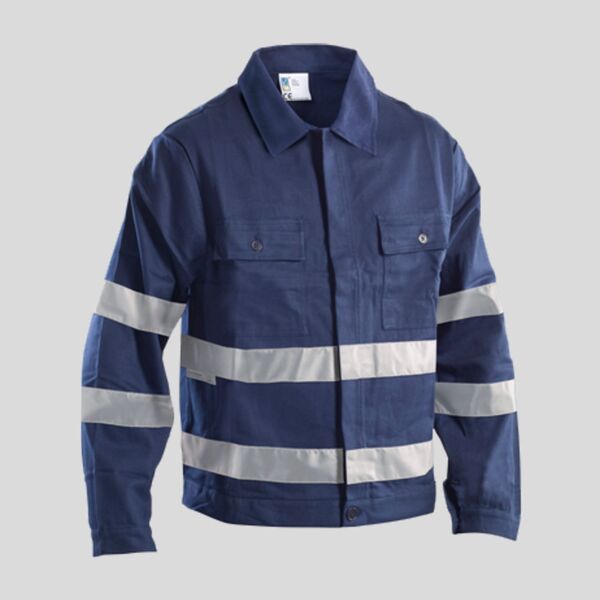 FUS49 Giubbetto Invernale con Bande Rifrangenti 100% cotone fustagno UNI EN 13688, CE prima categoria  Thumbnail