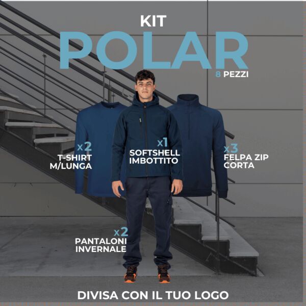 KIT POLAR - KIT 8 Articoli Divisa Lavoro Invernale : 2xPantalone Invernale - 2xMaglietta ML - 3xFelpa Zip Corta - 1xGiubbotto Imbottito Softshell Thumbnail