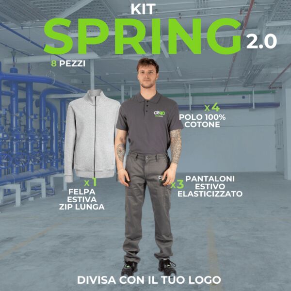 KIT SPRING 2.0 - Divisa da lavoro estiva in KIT 8 Articoli: 3xPantaloni Multitasche estivi stretch - 4xMaglietta Polo- 1xFelpa Leggera Full zip Thumbnail