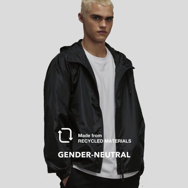 JG003 B&C Giacca antivento ripiegabile idrorepellente maniche raglan con cappuccio 100% poliestere riciclato certificato Oekotex Thumbnail