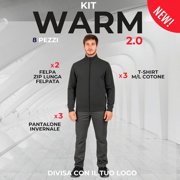 KIT WARM 2.0 - completo da lavoro invernale in KIT: 3 pantaloni invernali, 3 T-shirt, 2 felpe zip lunga Thumbnail