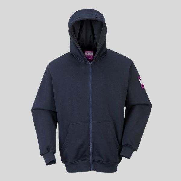 FR81 Felpa zip e cappuccio Modaflame fibre resistenti alla fiamma e protezione dall'arco elettrico 60% Modacrilico, 39% Cotone, 1% Fibra di carbonio 300g Thumbnail