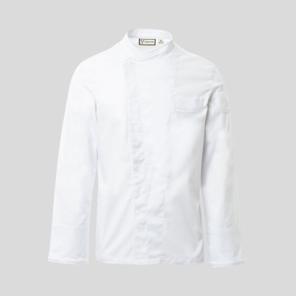 ROYAL Payper Giacca cuoco maniche lunghe con chiusura a doppio petto con bottoni automatici 58% cotone 42% elastomultiestere 160gr Thumbnail