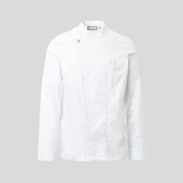 STARRED PLUS Payper Giacca cuoco collo alla coreana maniche lunghe con chiusura a doppio petto con bottoni automatici 60% cotone 40% eme 190gr Thumbnail