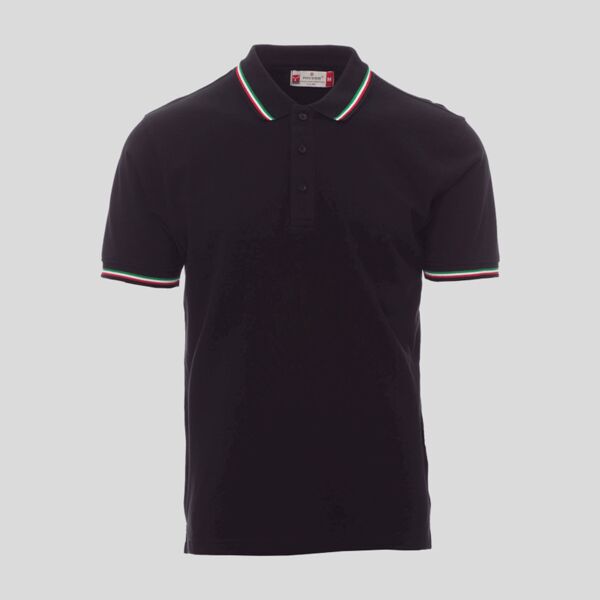 Italia Payper Polo unisex con tricolore su colletto e maniche 100% cotone piquet 210gr Thumbnail