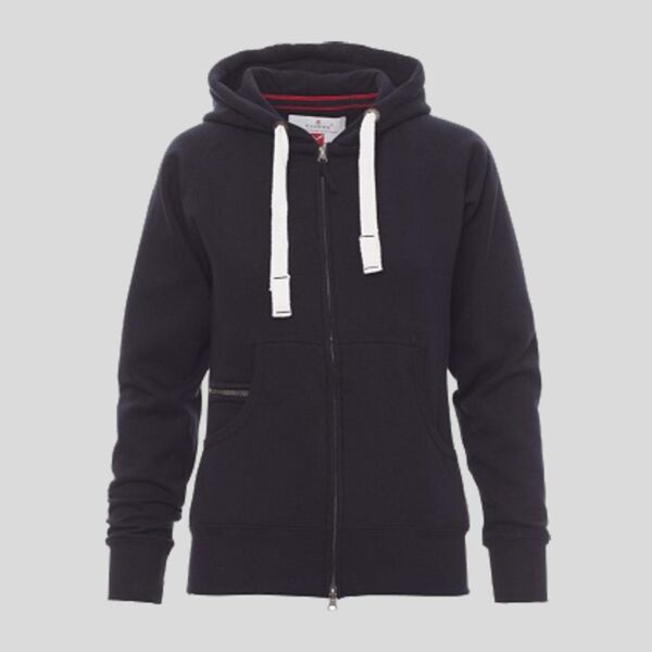 Dallas+ Lady Payper Felpa donna cappuccio e zip e lacci in contrasto tessuto felpato pesante garzato Thumbnail