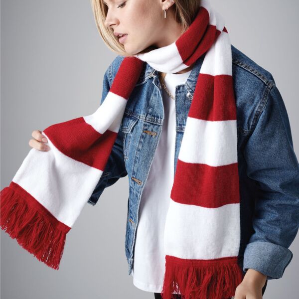 B479 Beechfield Beechfield Varsity Scarf Sciarpa bicolore con frange 100% poliacrilico Thumbnail