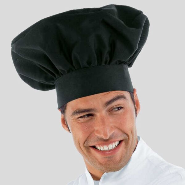 075001 Cappello cuoco nero  regolazione con velcro Thumbnail