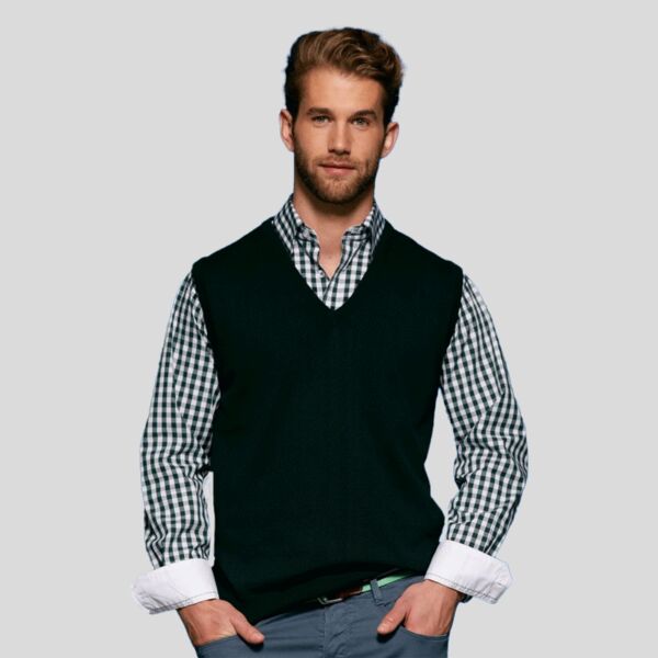 JN657 James & Nicholson Gilet uomo scollo a V in maglia 100%cotone Thumbnail