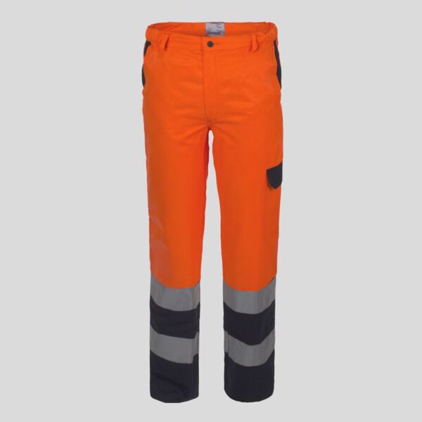 A00130 Pantalone bicolore in alta visibilità multitasche tessuto 4 stagioni 60% cotone 40% poliestere 240 g/m² Thumbnail