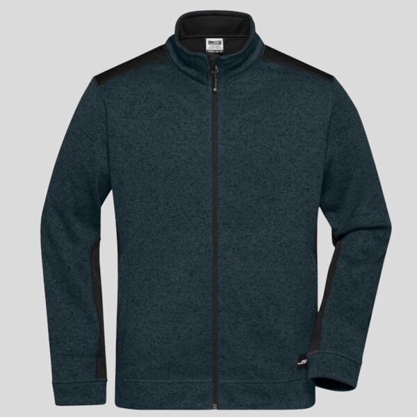 JN862 James&Nicholson Pile Uomo lavorato a maglia bicolore melangiato con zip lunga 280gr Thumbnail