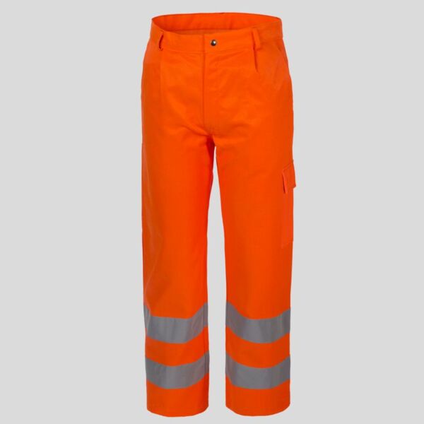 A00117 Pantalone alta visibilità multitasche 60% cotone 40% poliestere irrestringibile 240gr EN ISO 20471 cl.2  Thumbnail