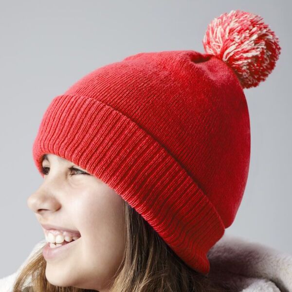 B450B Beechfield Berretto invernale da bambino con pon pon 100% poliacrilico Thumbnail