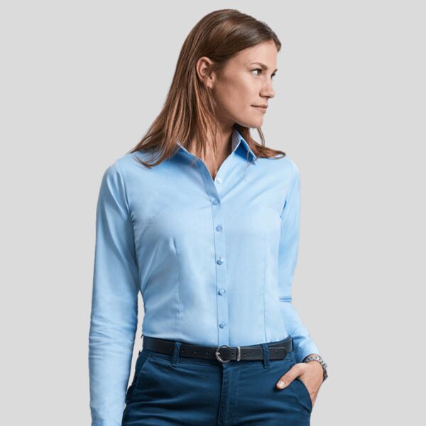 R962F Russell Camicia Herringbone da donna manica lunga 84% cotone 16 % poliestere  Thumbnail