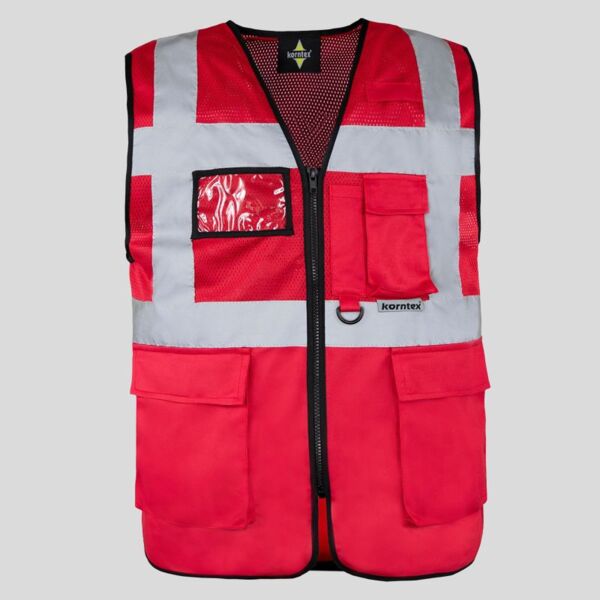 KXEXQ Korntex Gilet ad alta visibilità tessuto traforato multitasche porta badge Thumbnail