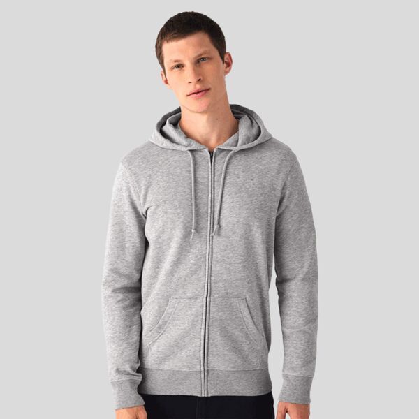 WU35B B&C Organic Felpa uomo leggera cappuccio e zip Body Fit 80% cotone OCS 20% poliestere riciclato 280g Thumbnail