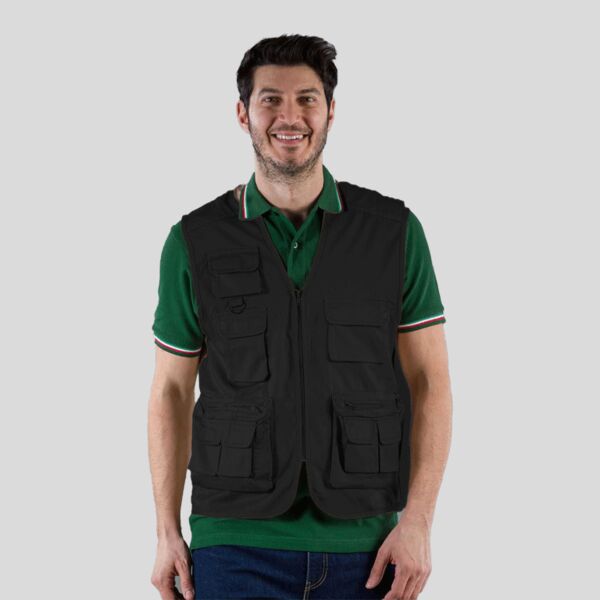 BS510 Black Spider Gilet estivo multitasche chiusura con zip 65 cotone 35% poliestere, 210gr Thumbnail
