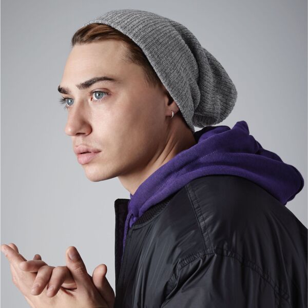 B449 Beechfield Berretto slouch in maglia in costina a doppio strato 100% Acrilico Soft-Touch Thumbnail