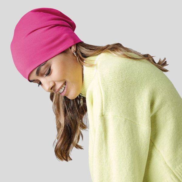 B368 Beechfield Cuffia slouch in maglia a doppio strato di cotone lunghezza 28 cm 95% cotone 5% elastane Thumbnail