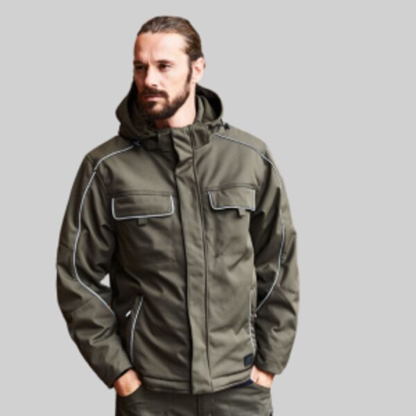 JN886 James&Nicholson Softshell imbottito invernale con cappuccio e dettagli riflettenti 100% poliestere Thumbnail