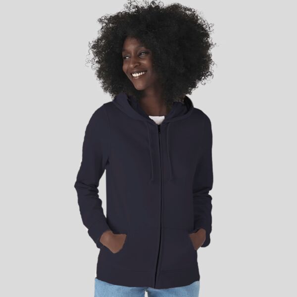 WW36B B&C Organic Felpa donna leggera cappuccio e Zip 80% cotone OCS 20% poliestere riciclato 280gr Thumbnail