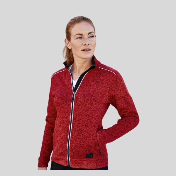 JN897 James&Nicholson Pile donna da lavoro zip lunga lavorato a maglia sull'esterno tasche con zip Thumbnail