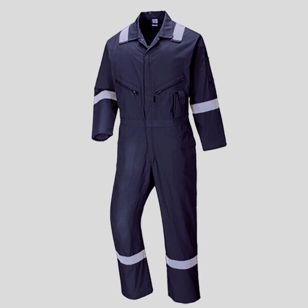 C814 Tuta da lavoro con bande rinfrangenti tessuto leggero 100% cotone peso 190g Thumbnail